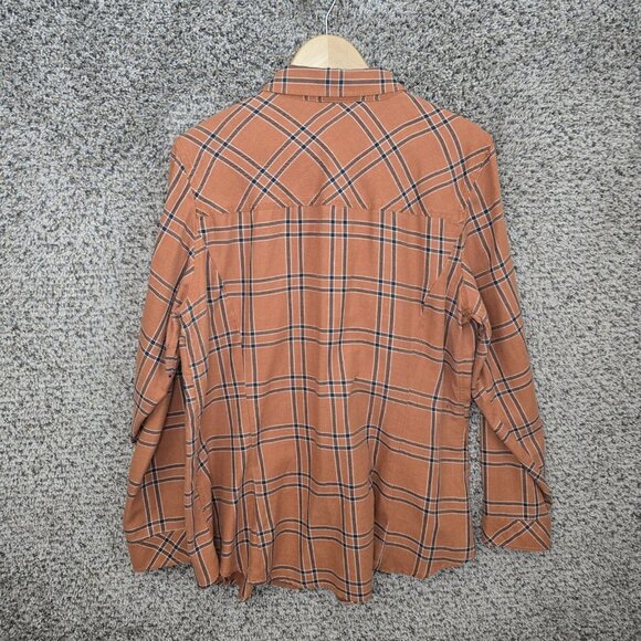 Torrid Top Womens 1 US Plus 1X Dusty Orange Plaid Twill Button Up Casual Ladies - Picture 7 of 7